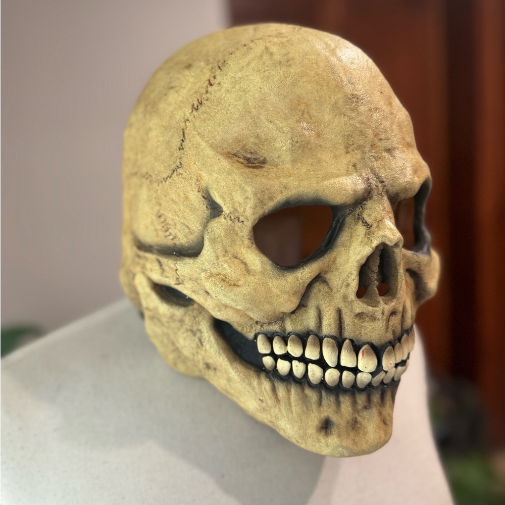 Realistic Aged Skull Latex Mask Adult Halloween Horror Skeleton Costume